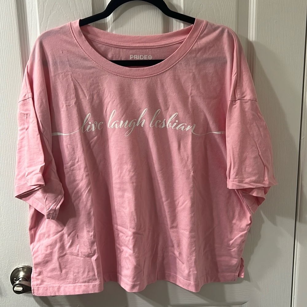 Target Pride Line - Live Laugh Lesbian Cropped T-Shirt - XXL